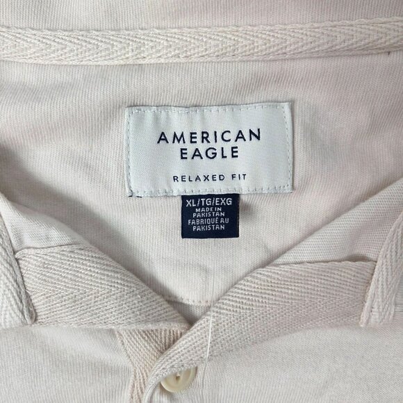 American Eagle Mens Relaxed Fit Pale Beige Polo Shirt XL NWT - Picture 5 of 8